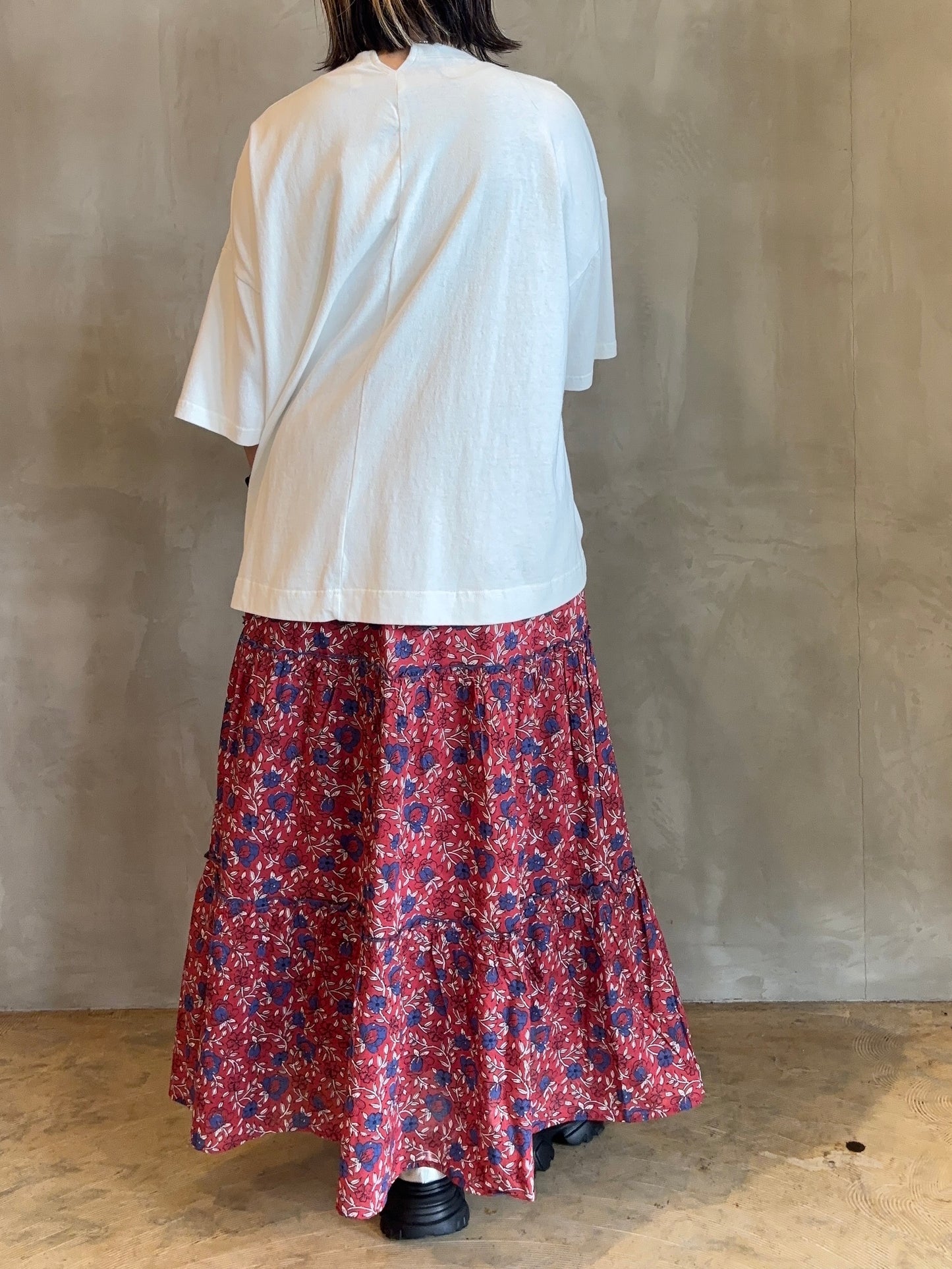 【botanical】コットンボイル花柄プリントギャザースカート