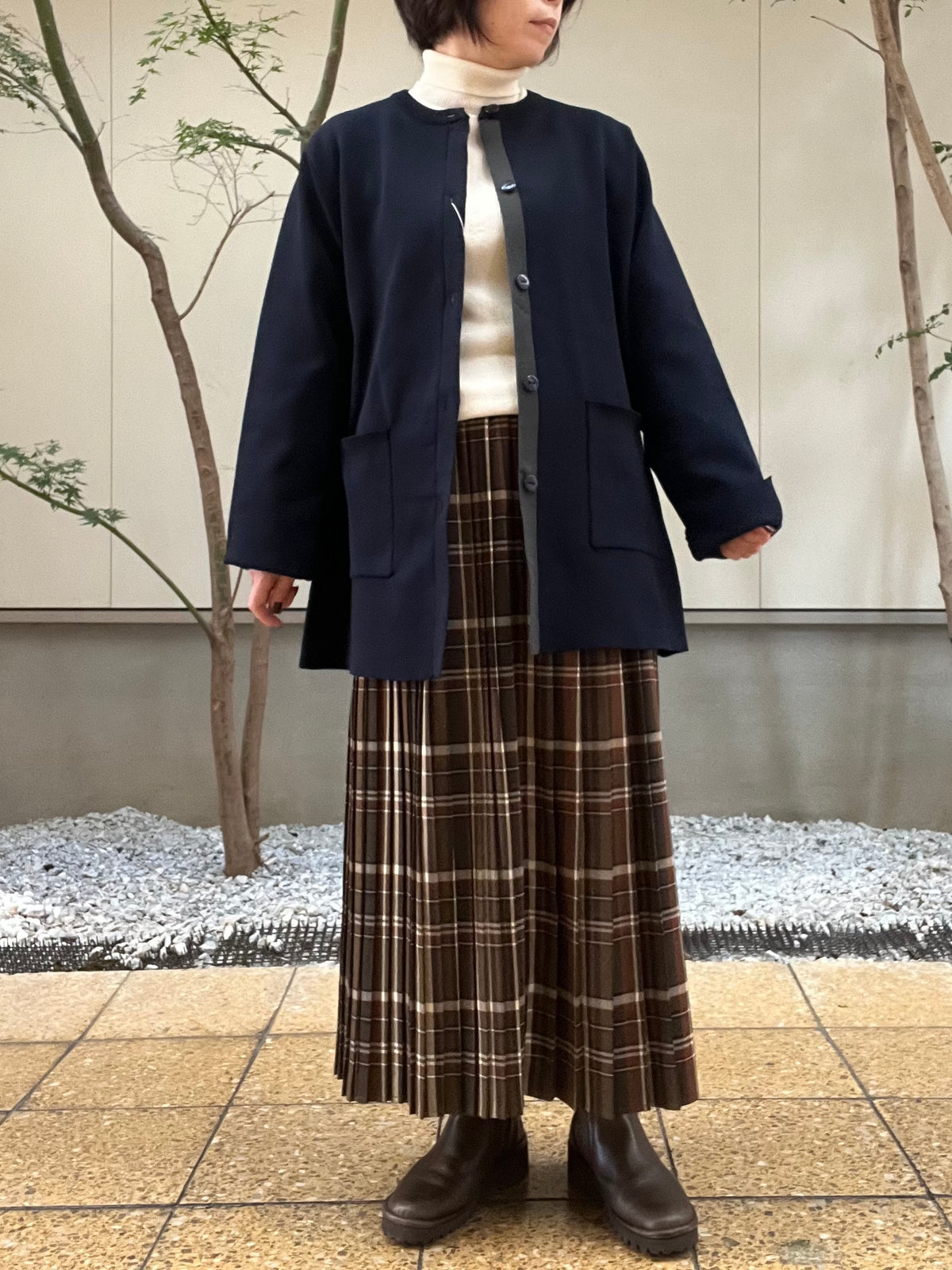 【SOSOTTO】ミラノリブ前立て配色ロングジャケット