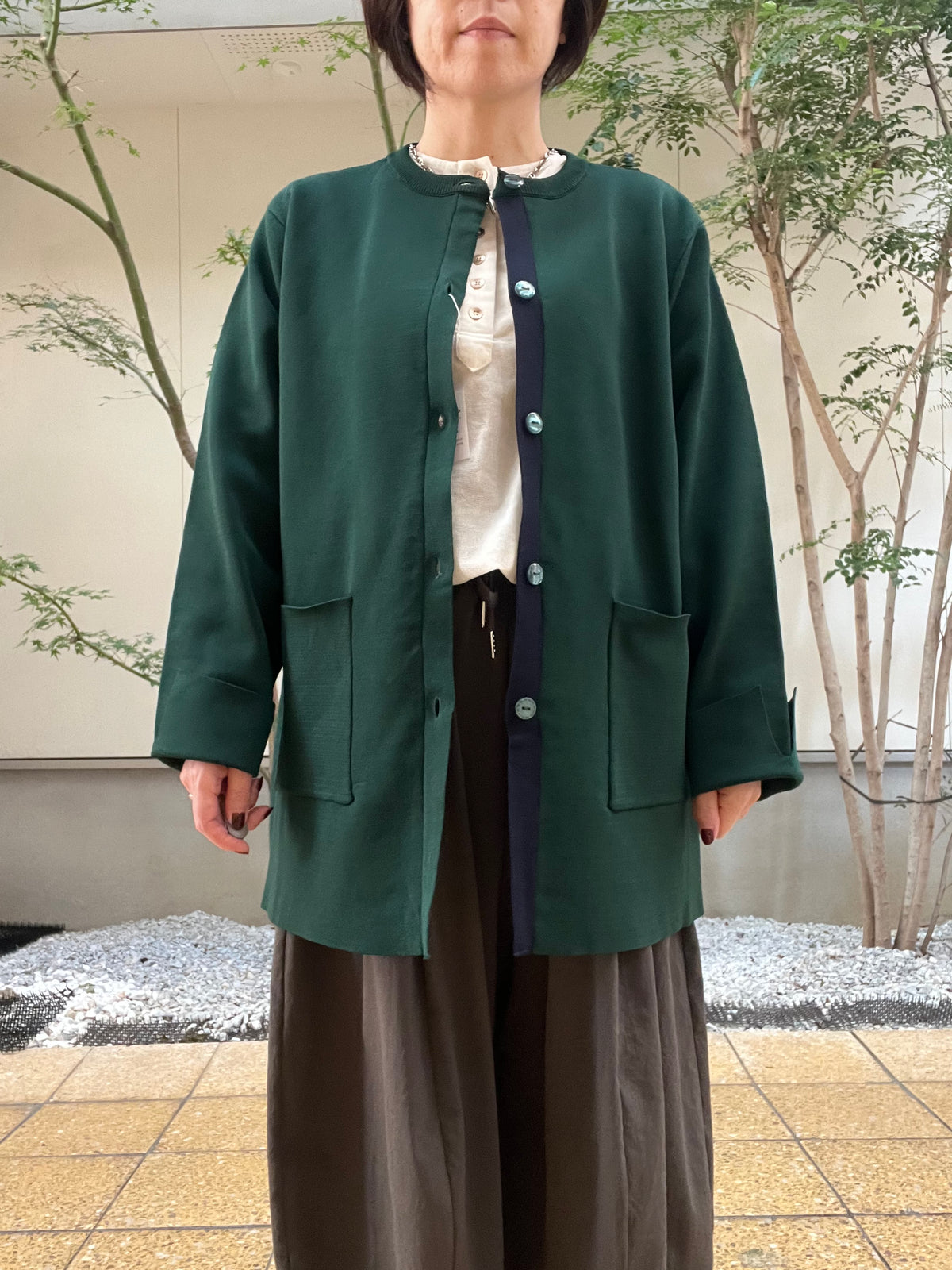 【SOSOTTO】ミラノリブ前立て配色ロングジャケット