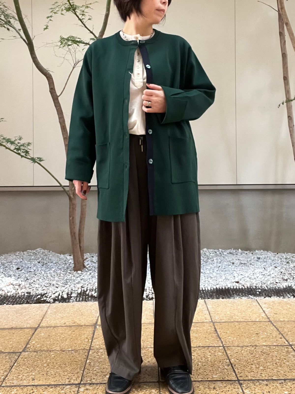 【SOSOTTO】ミラノリブ前立て配色ロングジャケット