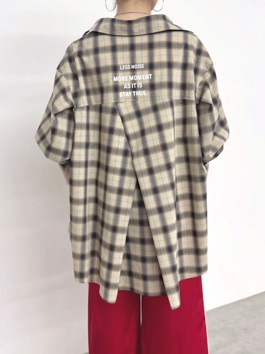 【NUS】バックプリントチェックシャツ