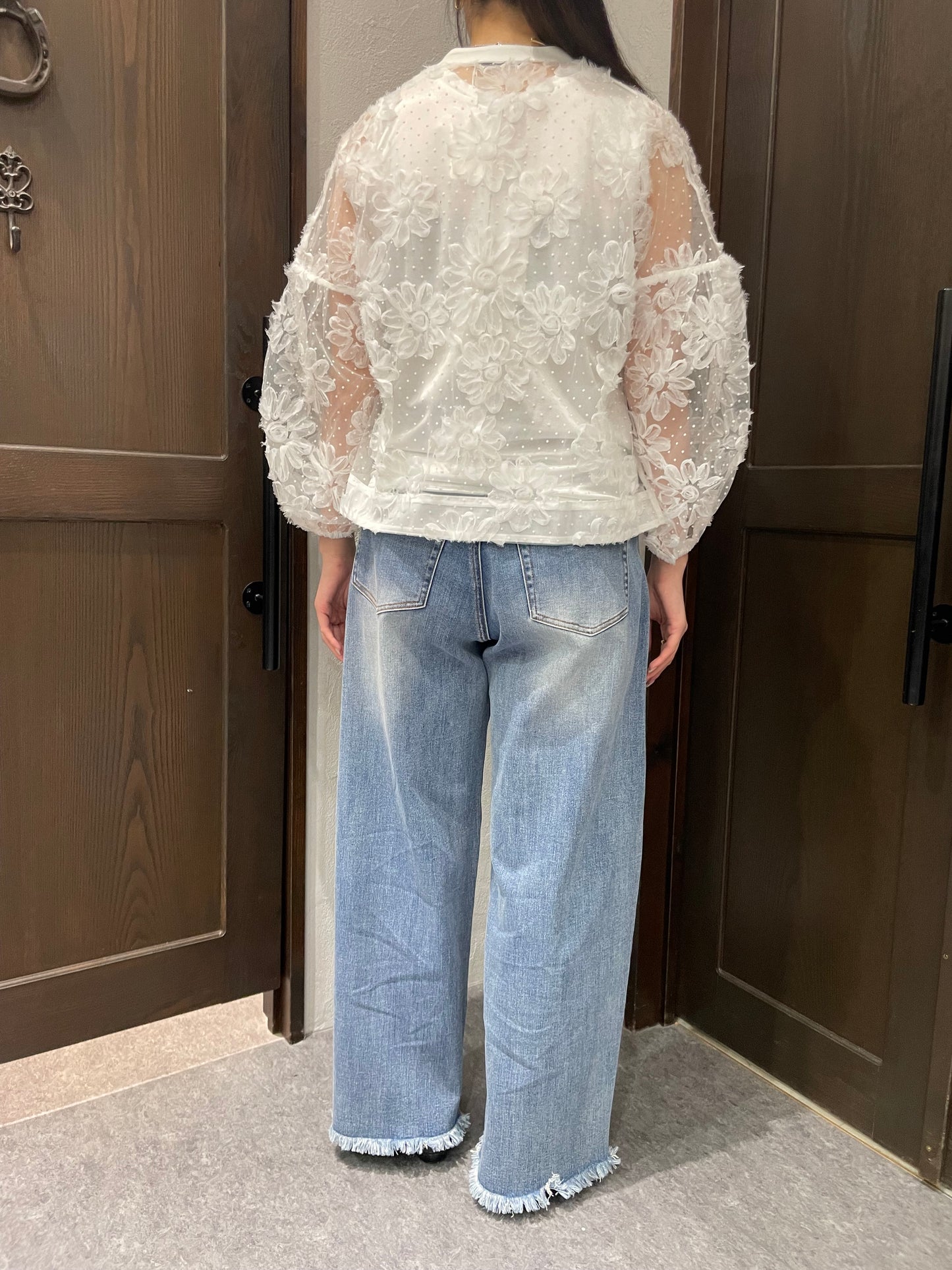 【TORAZZO DONNA】フラワードットシアーブラウス