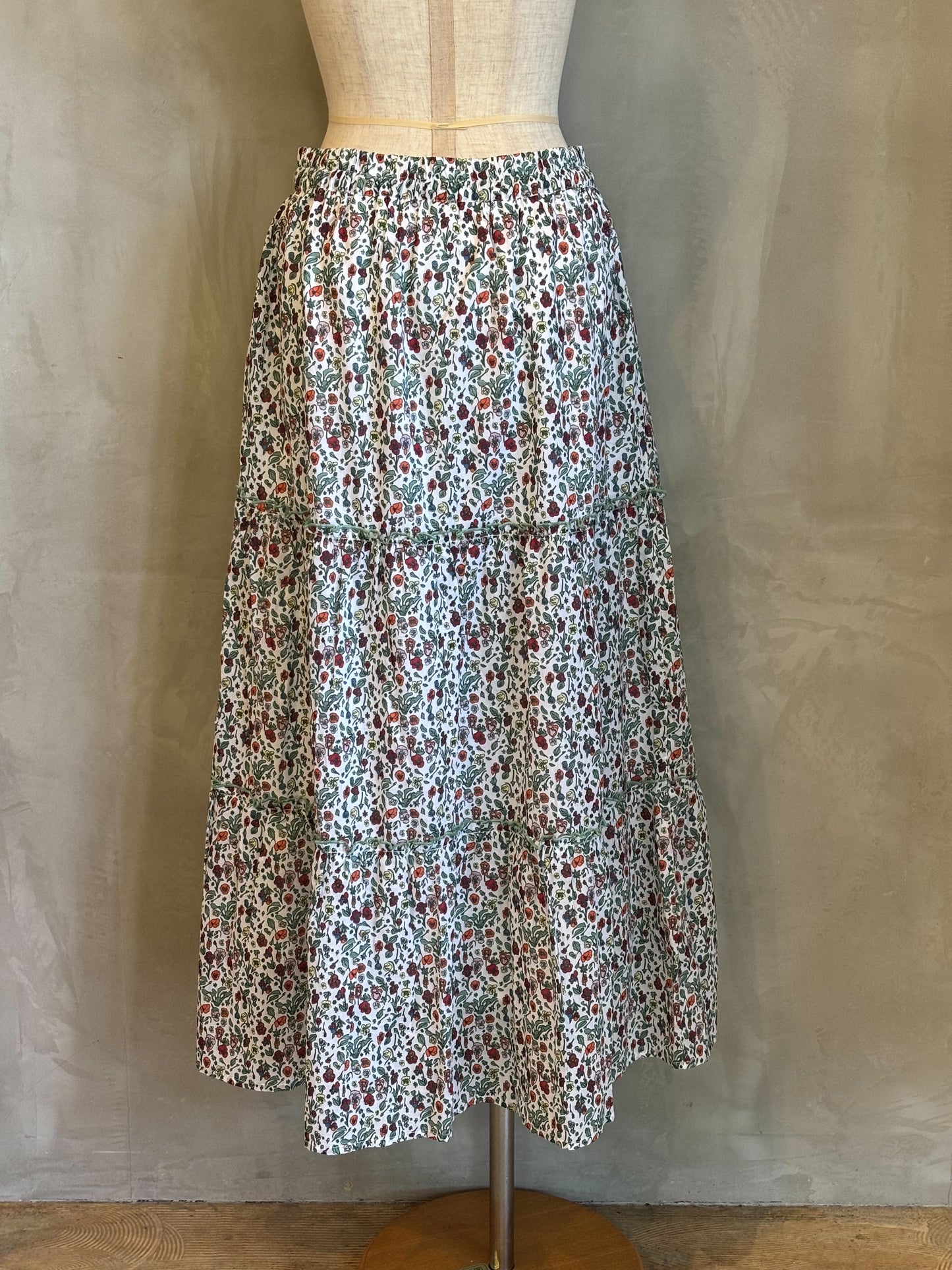 【botanical】コットンボイル花柄プリントギャザースカート