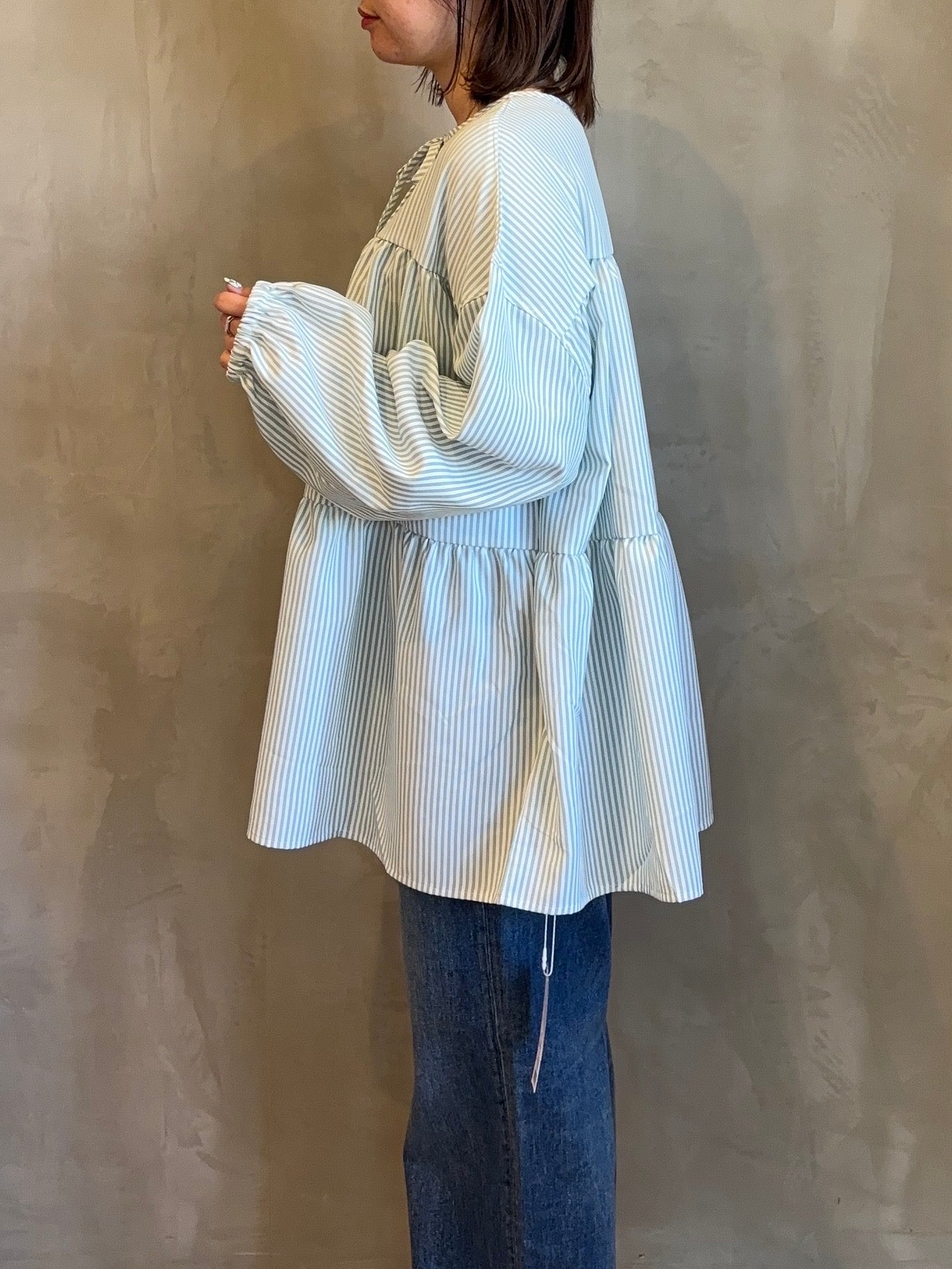 【botanical】ティアードチュニック長袖ブラウス