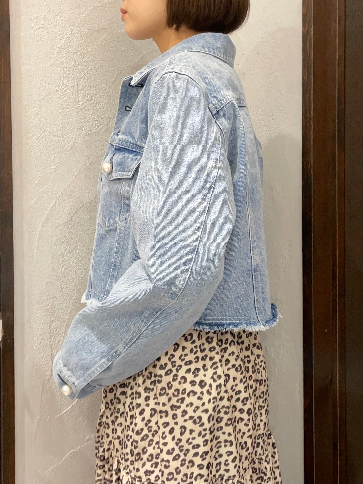 【anana】BIGパールクロップドデニムジャケット