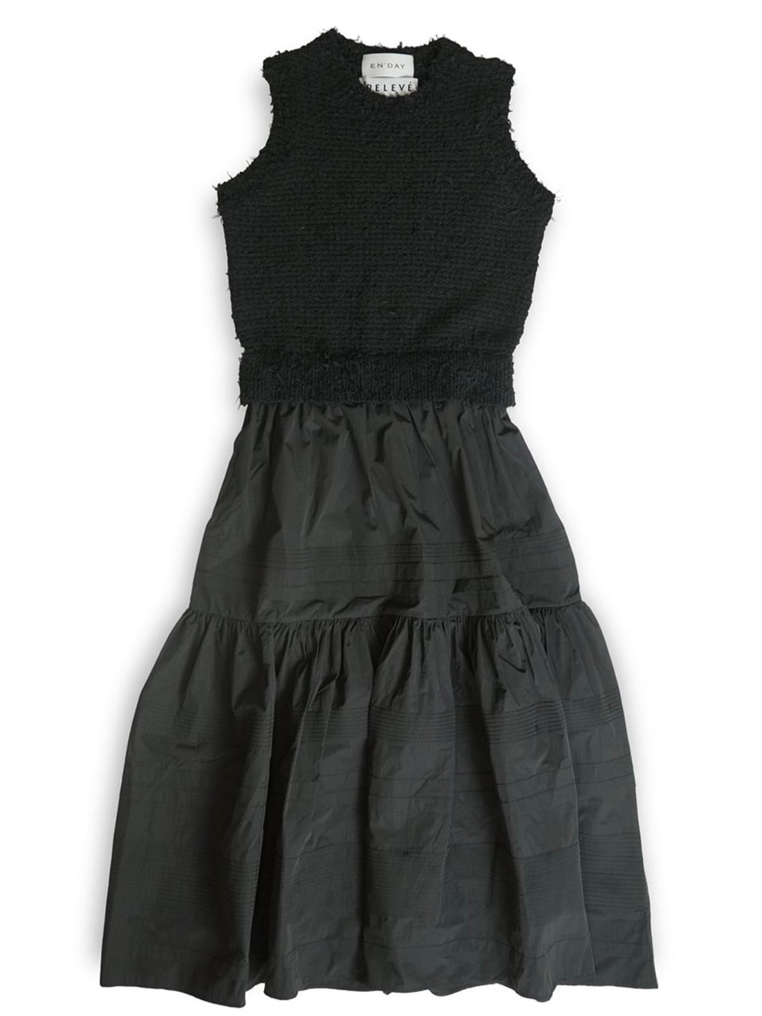 【EN'DAY】【大人のこなれスタイル】ニット×ティアード ワンピース Black×Black