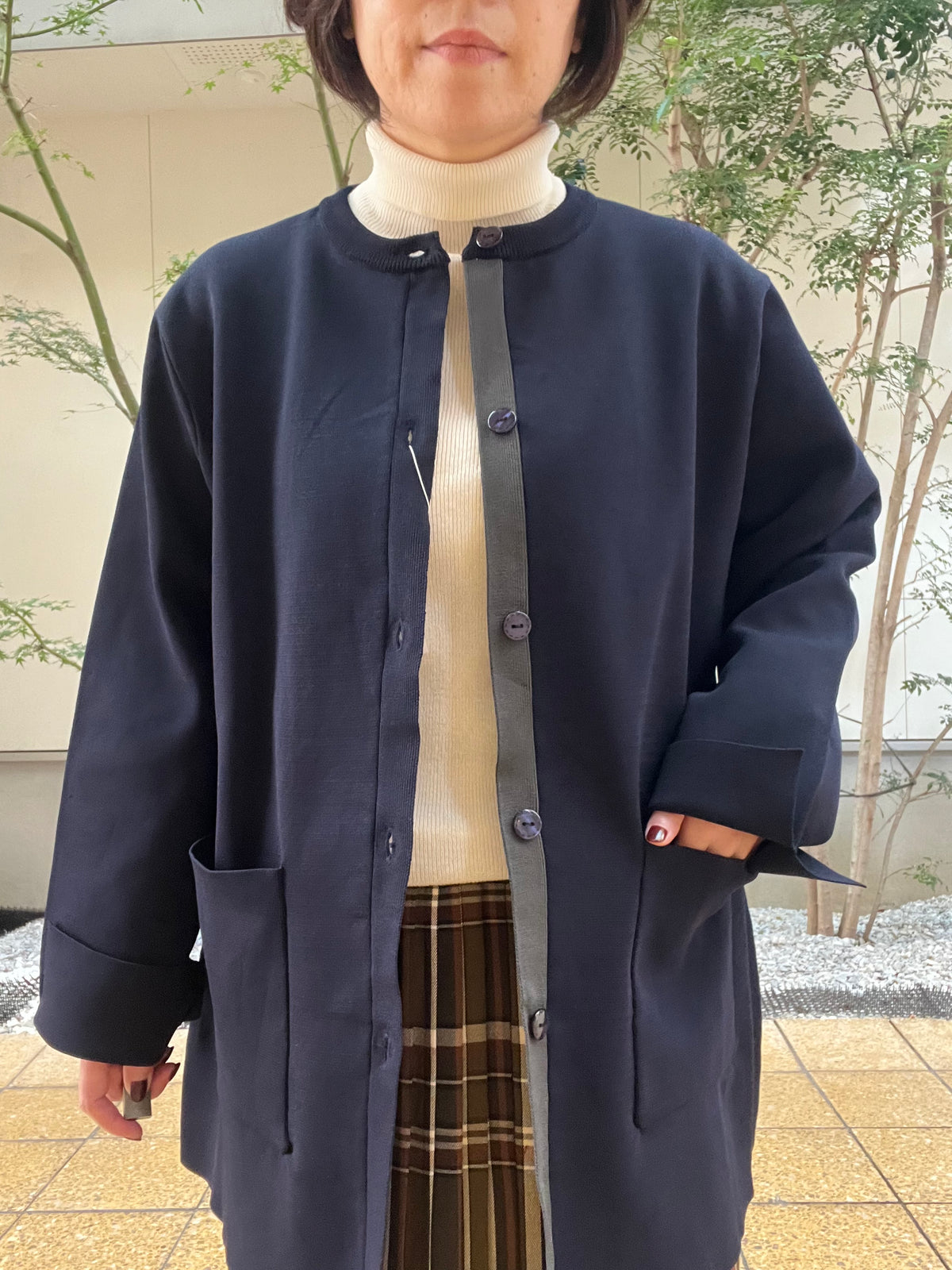 【SOSOTTO】ミラノリブ前立て配色ロングジャケット