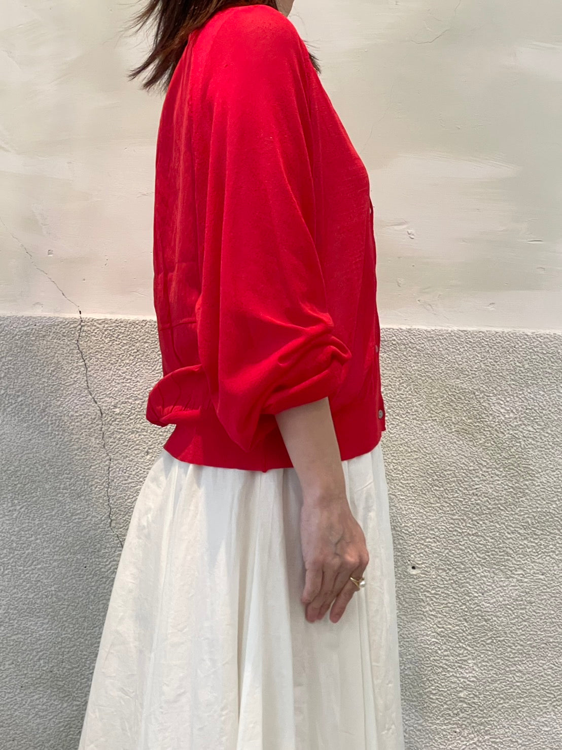 【botanical】布帛ドッキングカーディガン