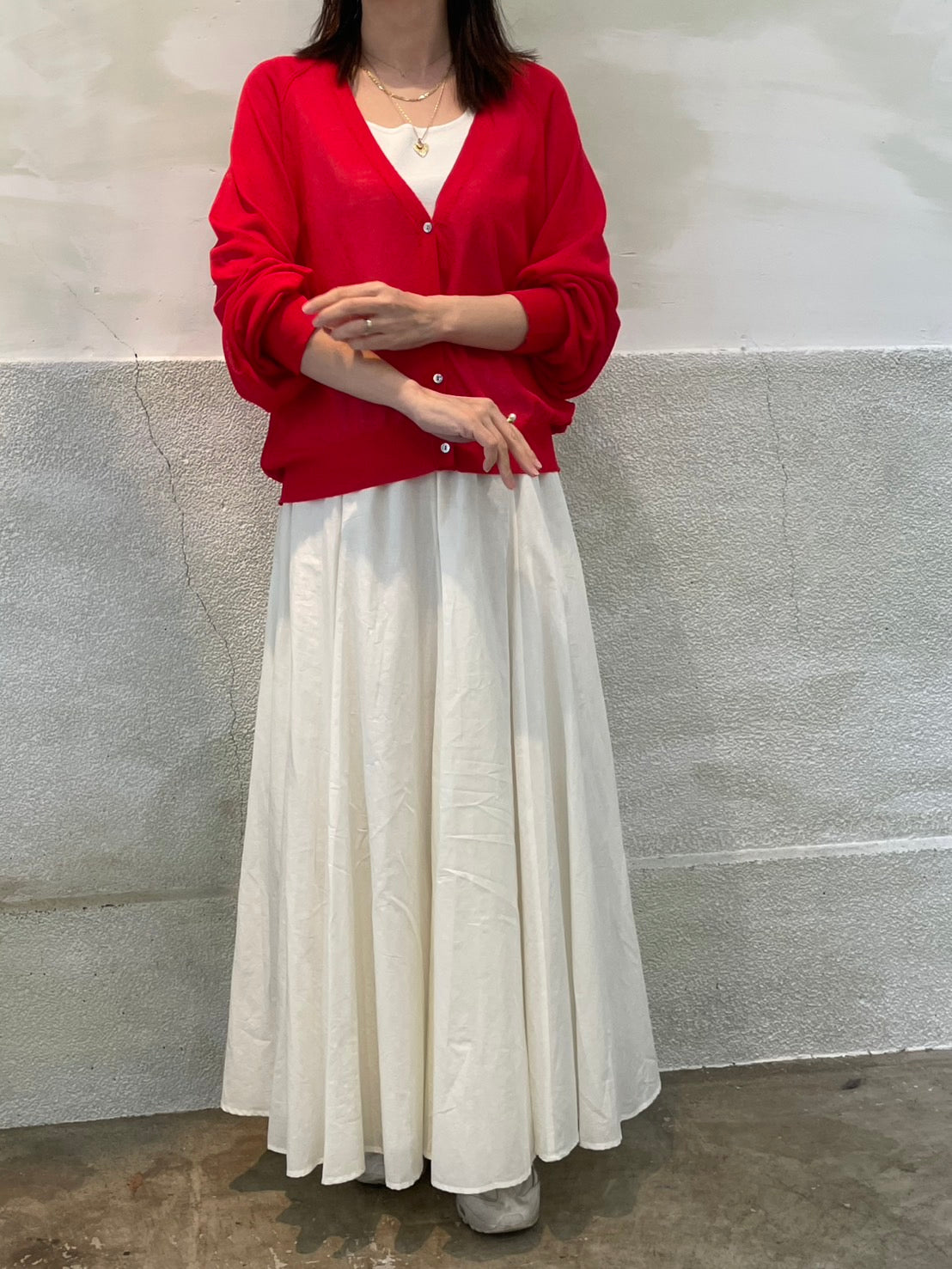 【botanical】布帛ドッキングカーディガン