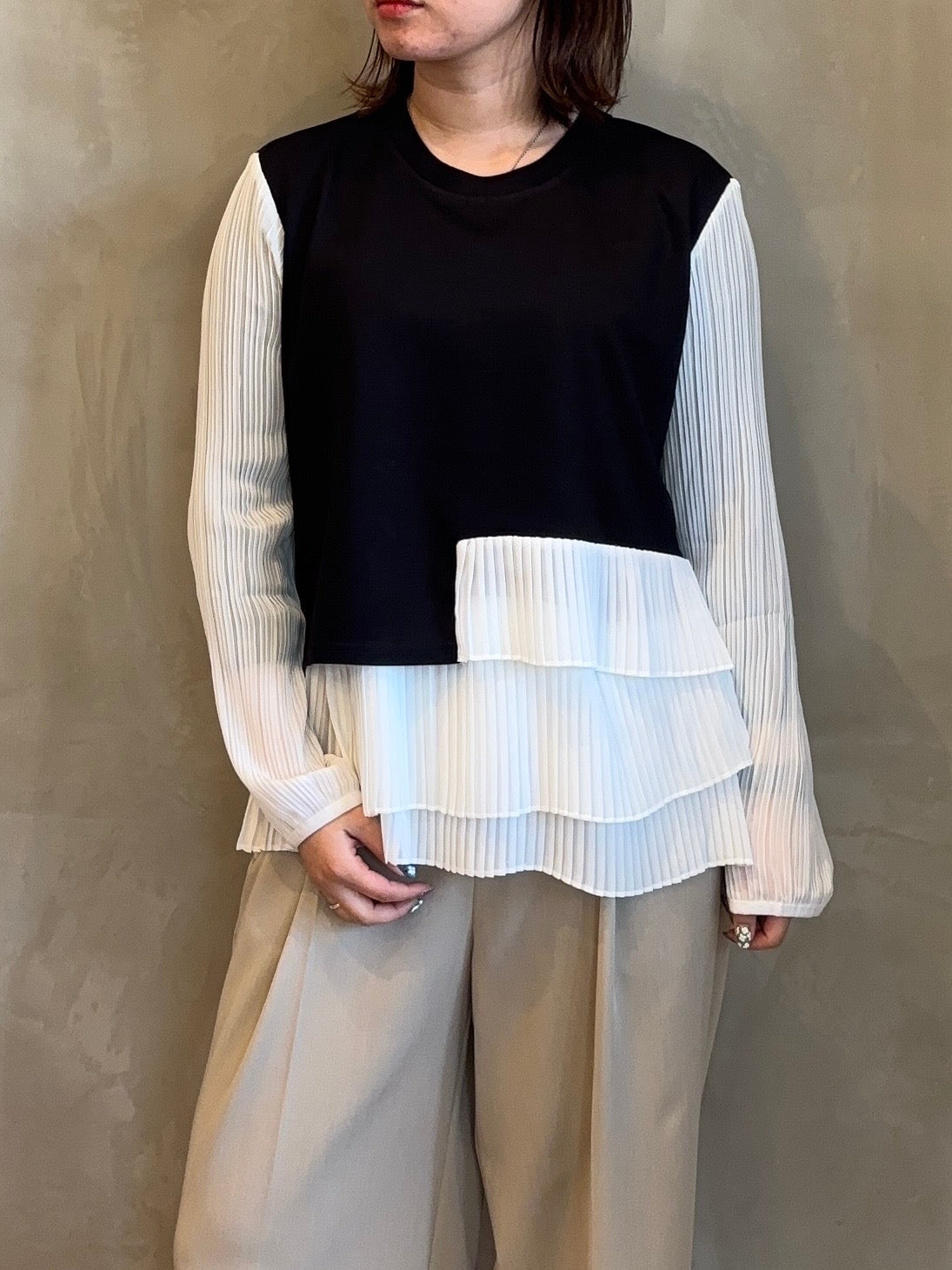 【botanical】プリーツフリルブラウス