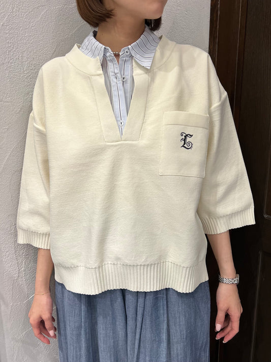 【Eimee Law】シャツレイヤードニットトップス