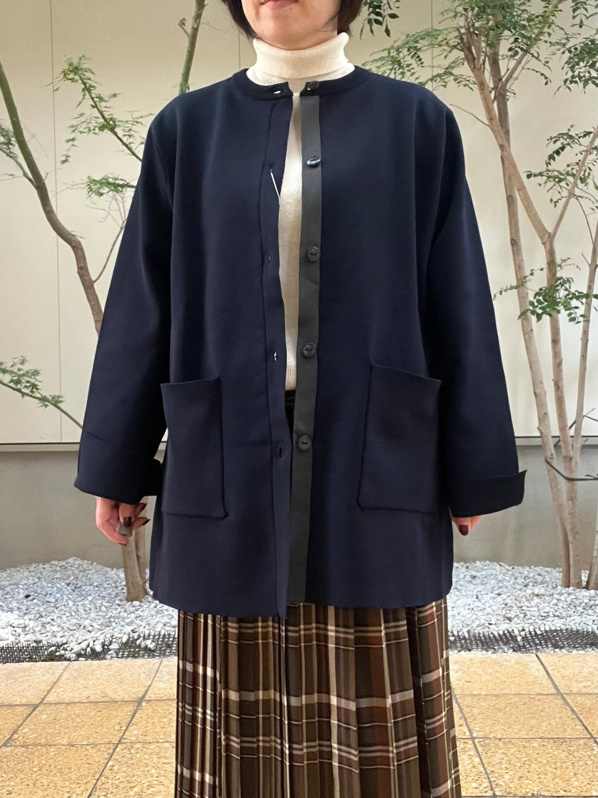 【SOSOTTO】ミラノリブ前立て配色ロングジャケット