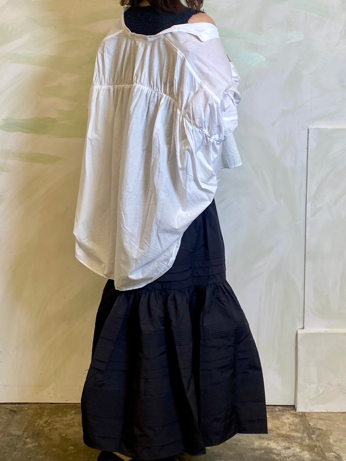 【EN'DAY】【大人のこなれスタイル】ニット×ティアード ワンピース Black×Black