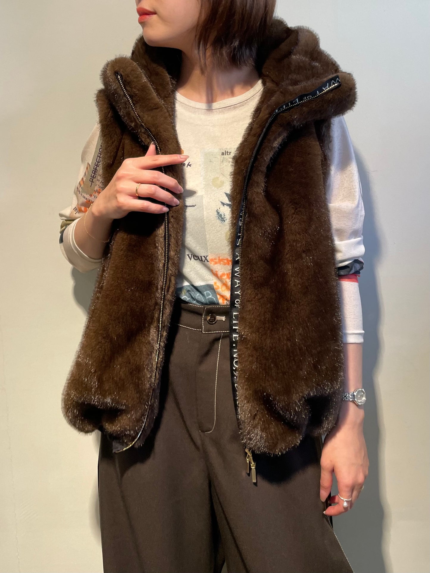 【予約商品】Eimee Law/ミンクファーフーディベスト