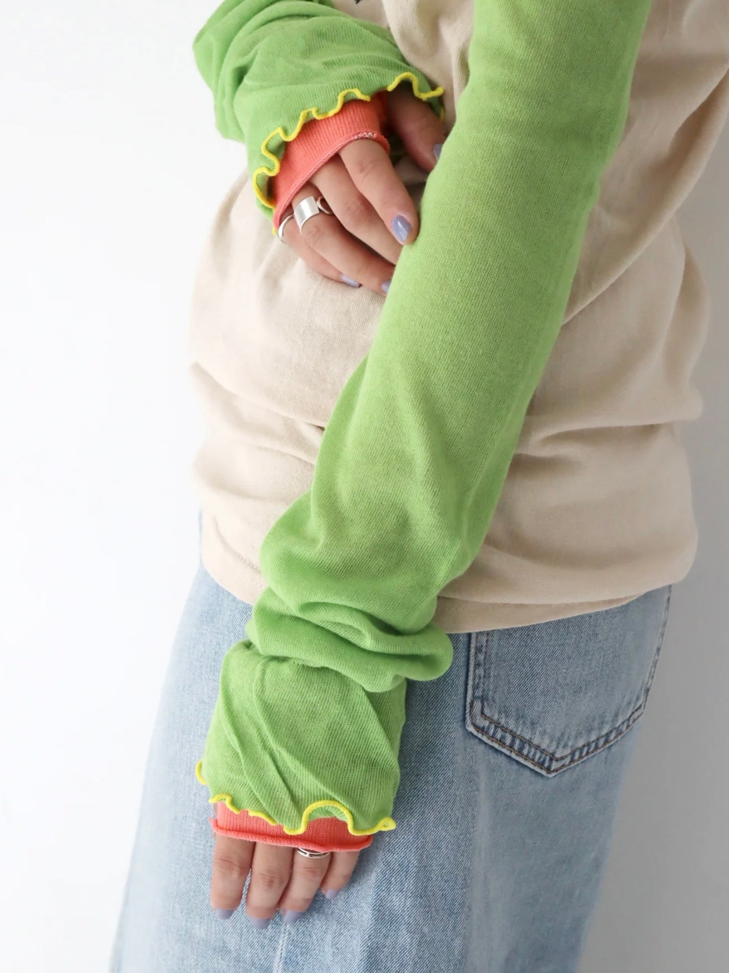 【KIVISDOU】チューリップフリルUVアームカバー