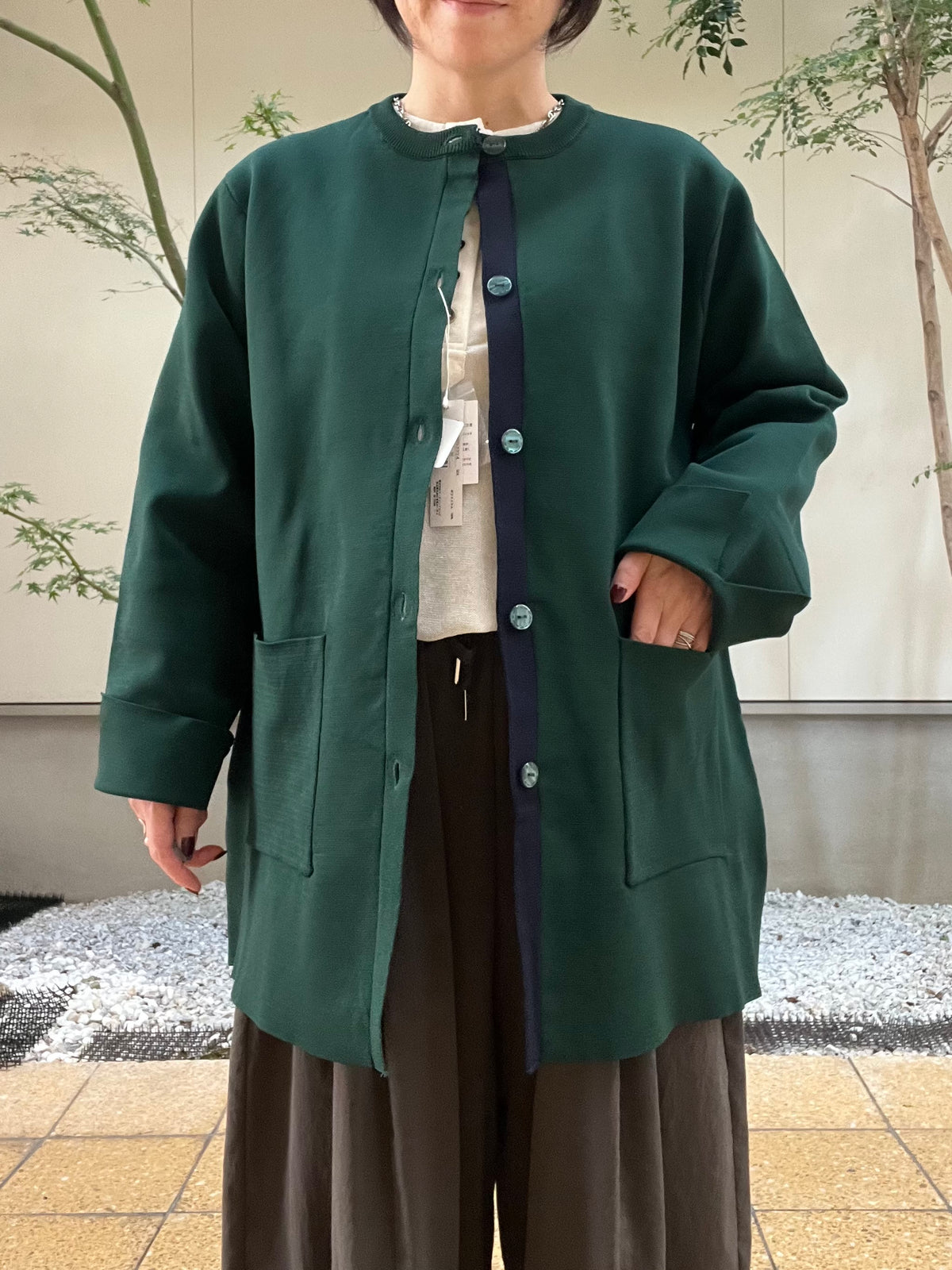 【SOSOTTO】ミラノリブ前立て配色ロングジャケット