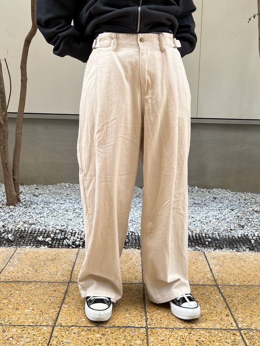 【botanical】サイドベルト タックデニムワイドパンツ