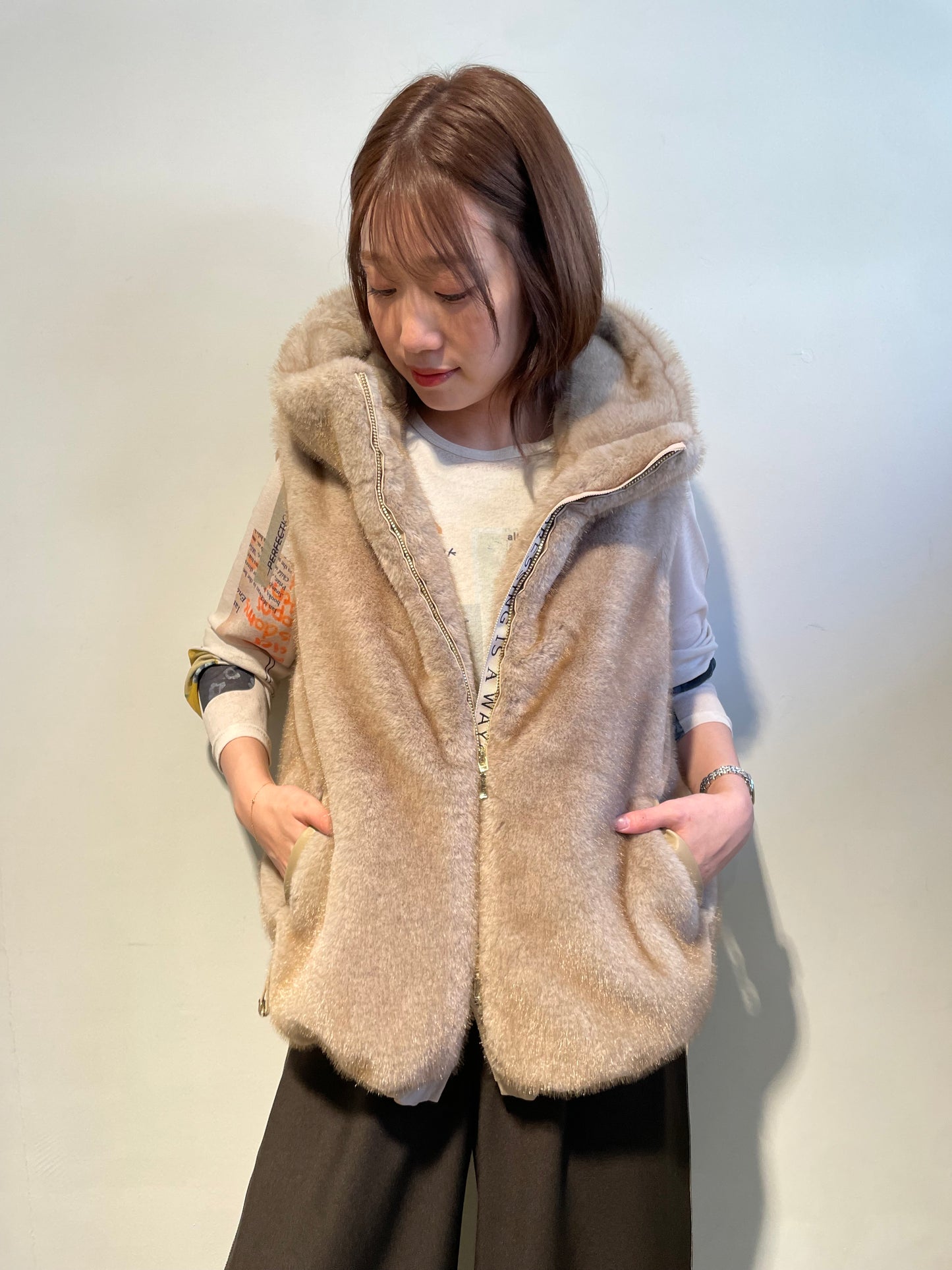 【予約商品】Eimee Law/ミンクファーフーディベスト