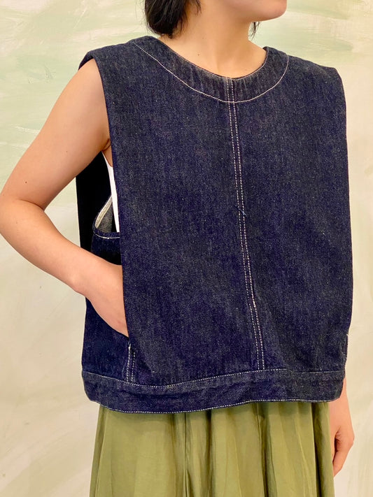 【mizuiro ind】　デニムベスト(ONEWASH)