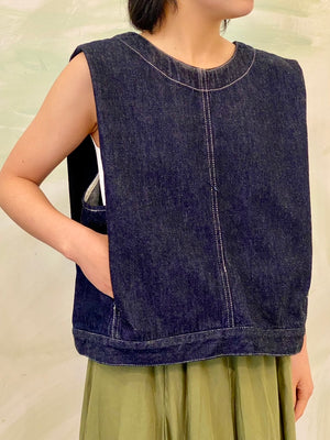 【mizuiro ind】　デニムベスト(ONEWASH)