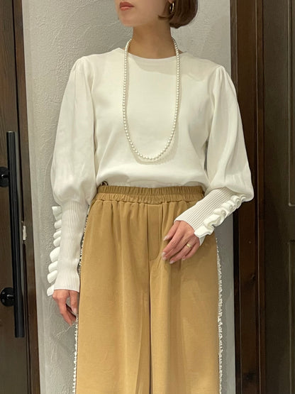 【botanical】パフスリーブ袖フリルニット