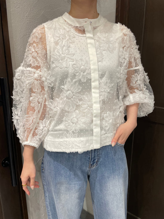 【TORAZZO DONNA】フラワードットシアーブラウス