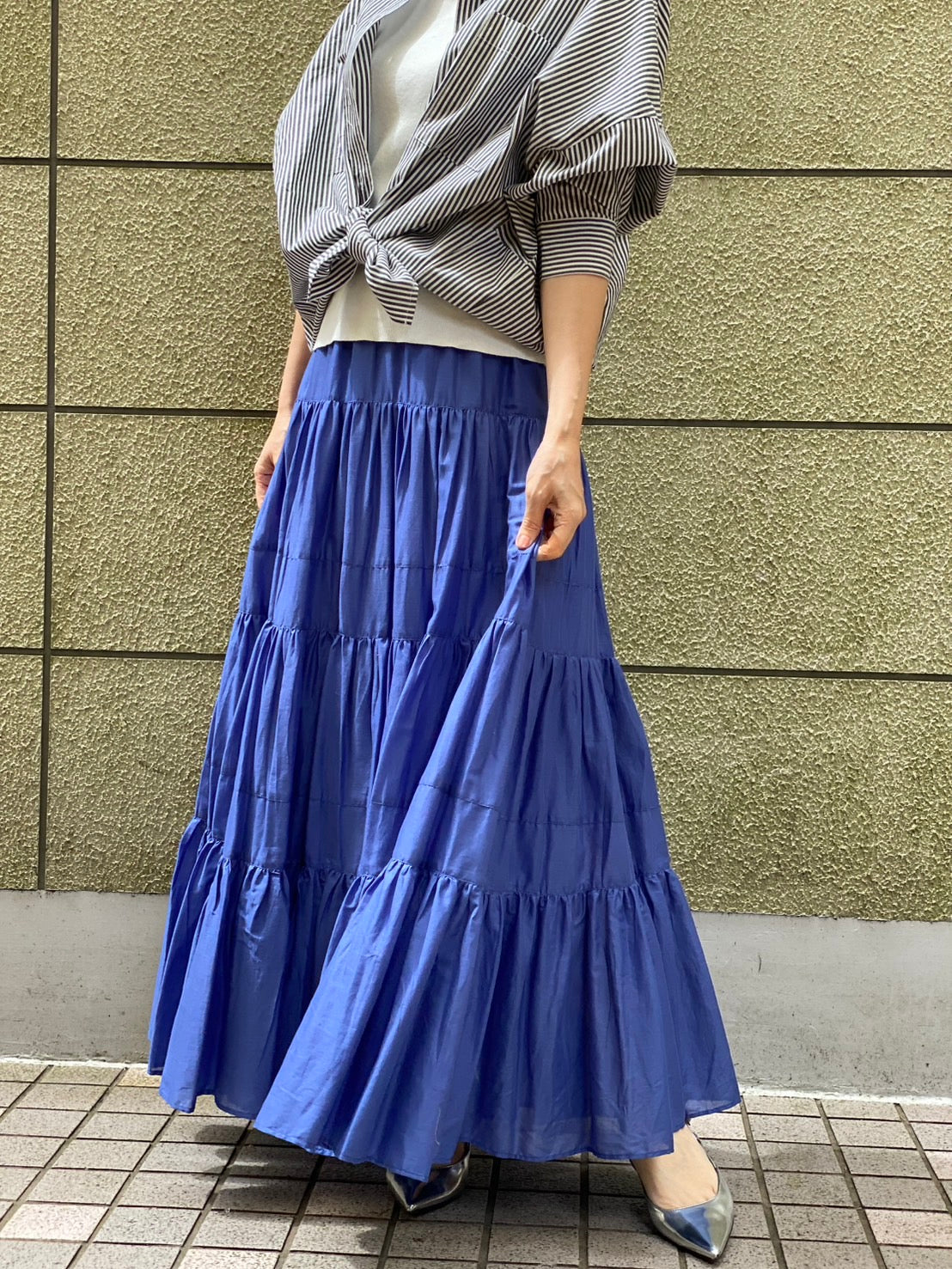 【botanical】コットンボイル ティアードスカート