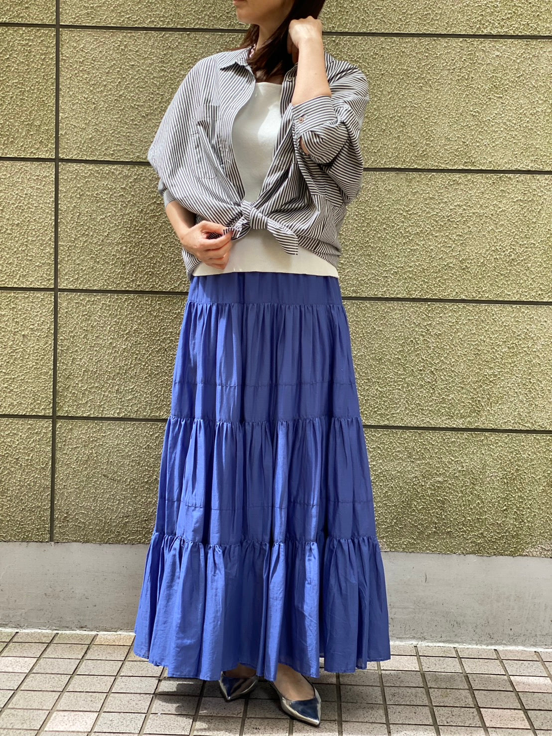 【botanical】コットンボイル ティアードスカート