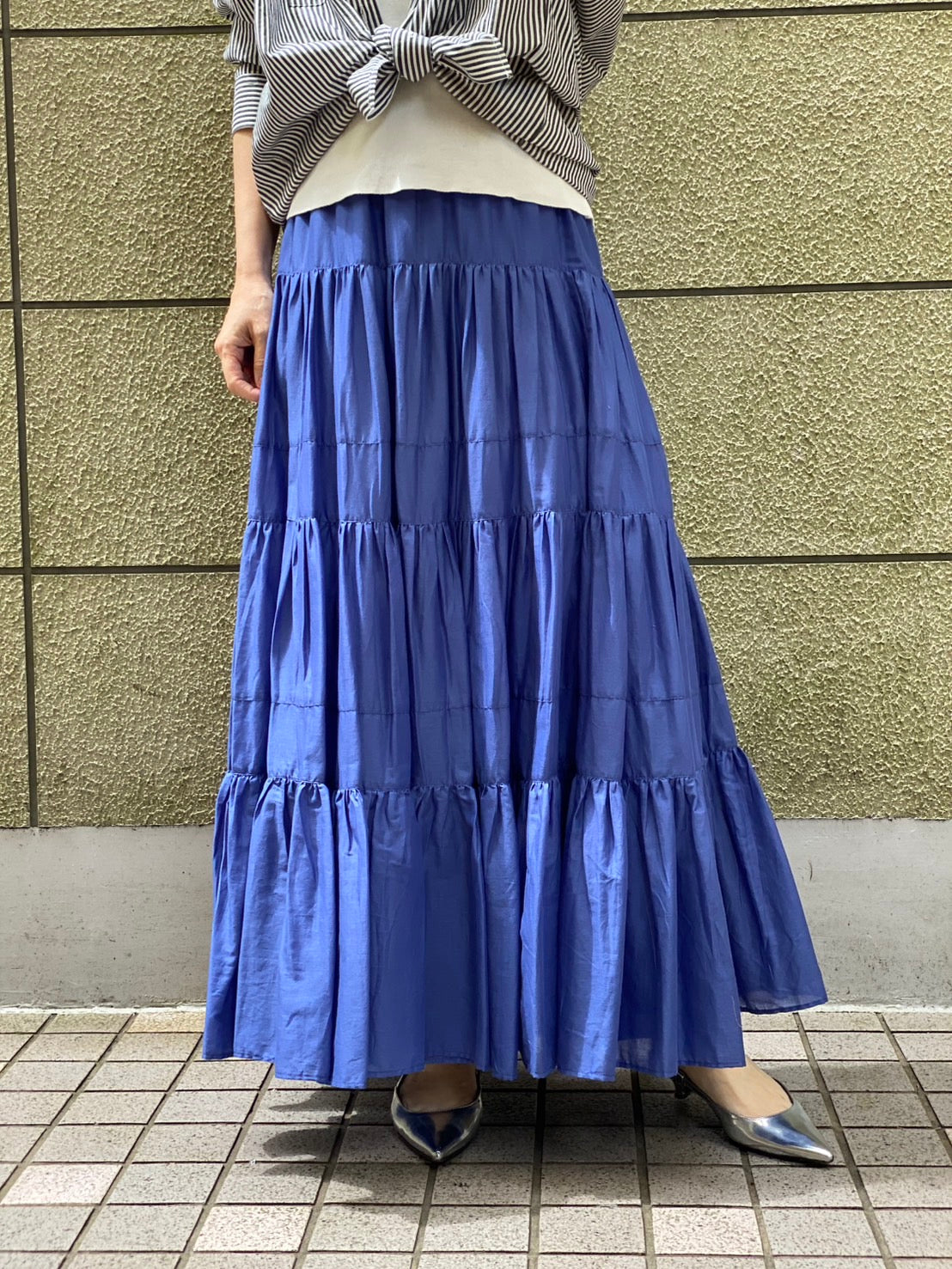 【botanical】コットンボイル ティアードスカート