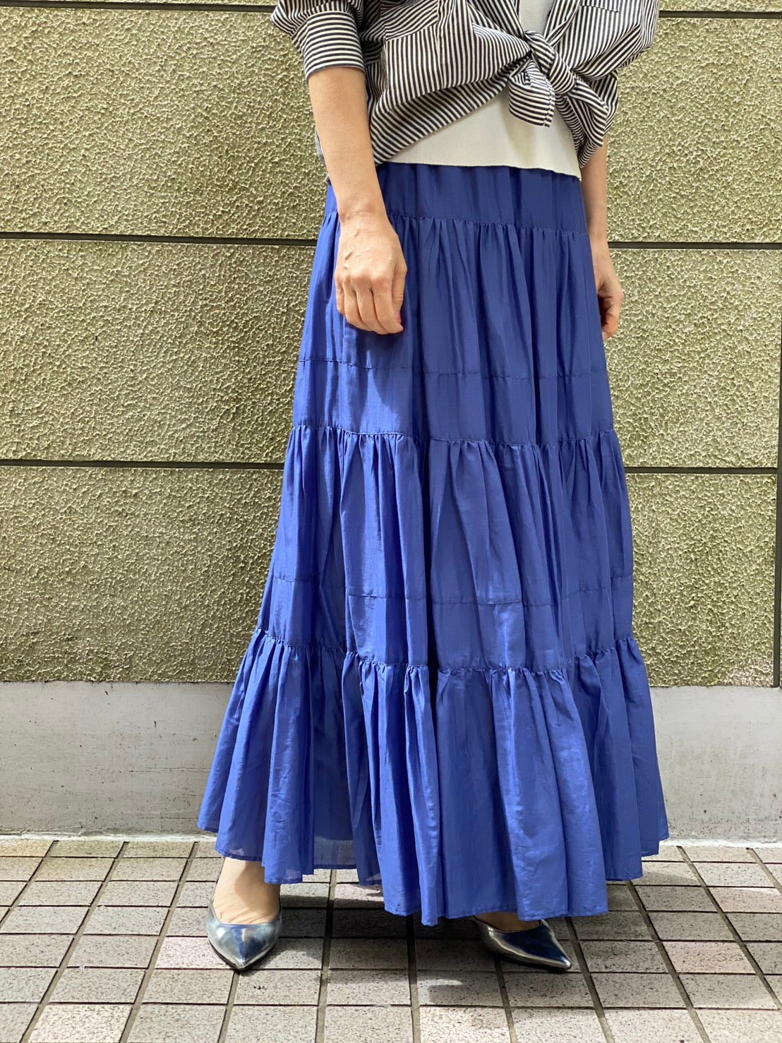 【botanical】コットンボイル ティアードスカート