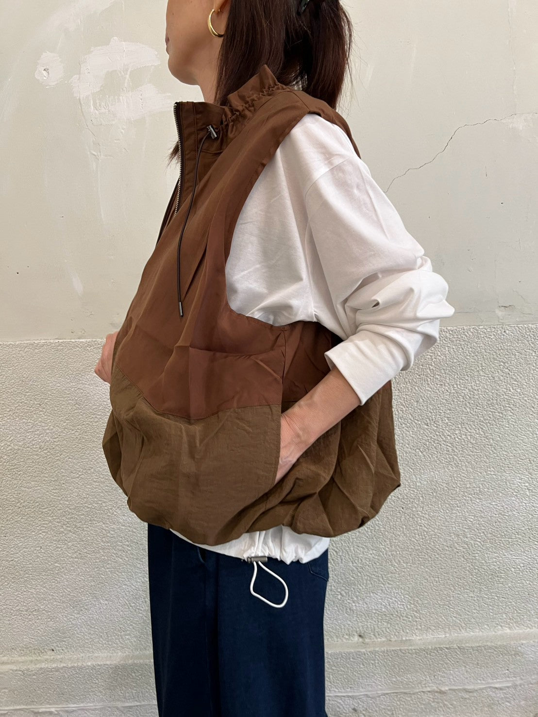 【botanical】セルロース/ナイロン ドッキングデザインベスト