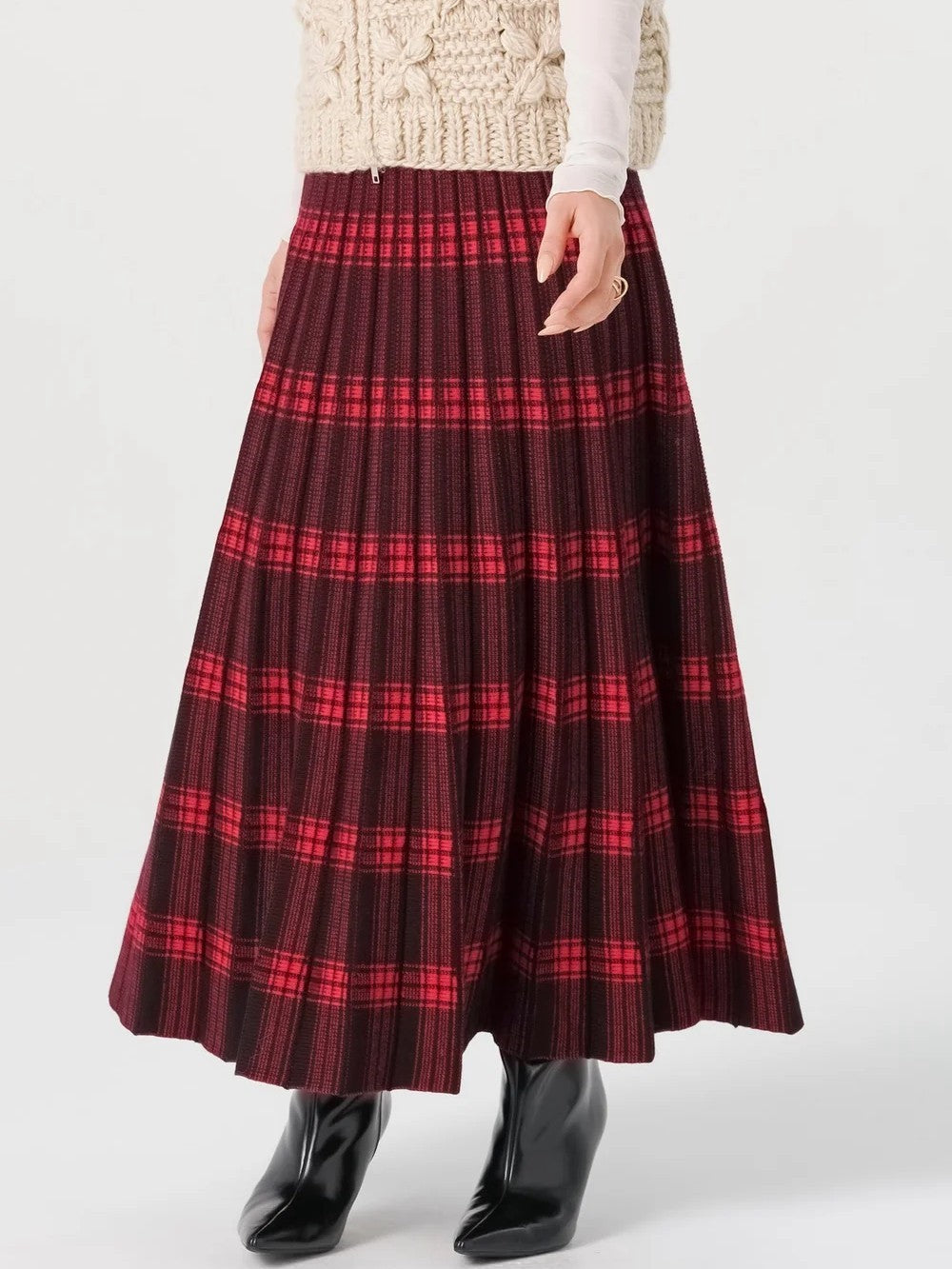 【TORRAZZODONNA】リバーシブルチェックニットスカート