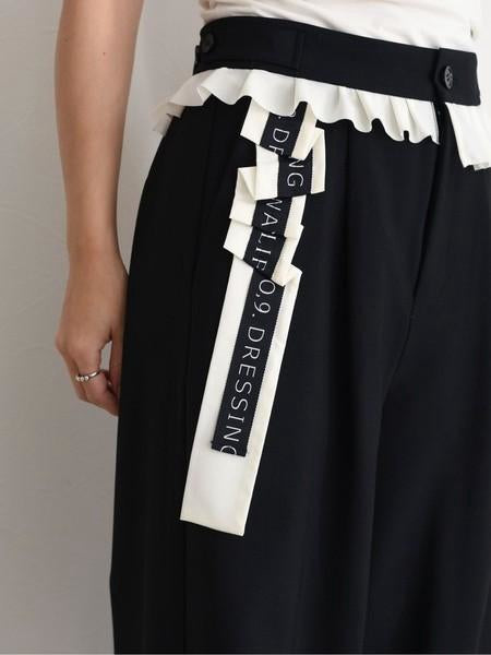【Eimee Law】ウェストフリルサイドロゴテープパンツ