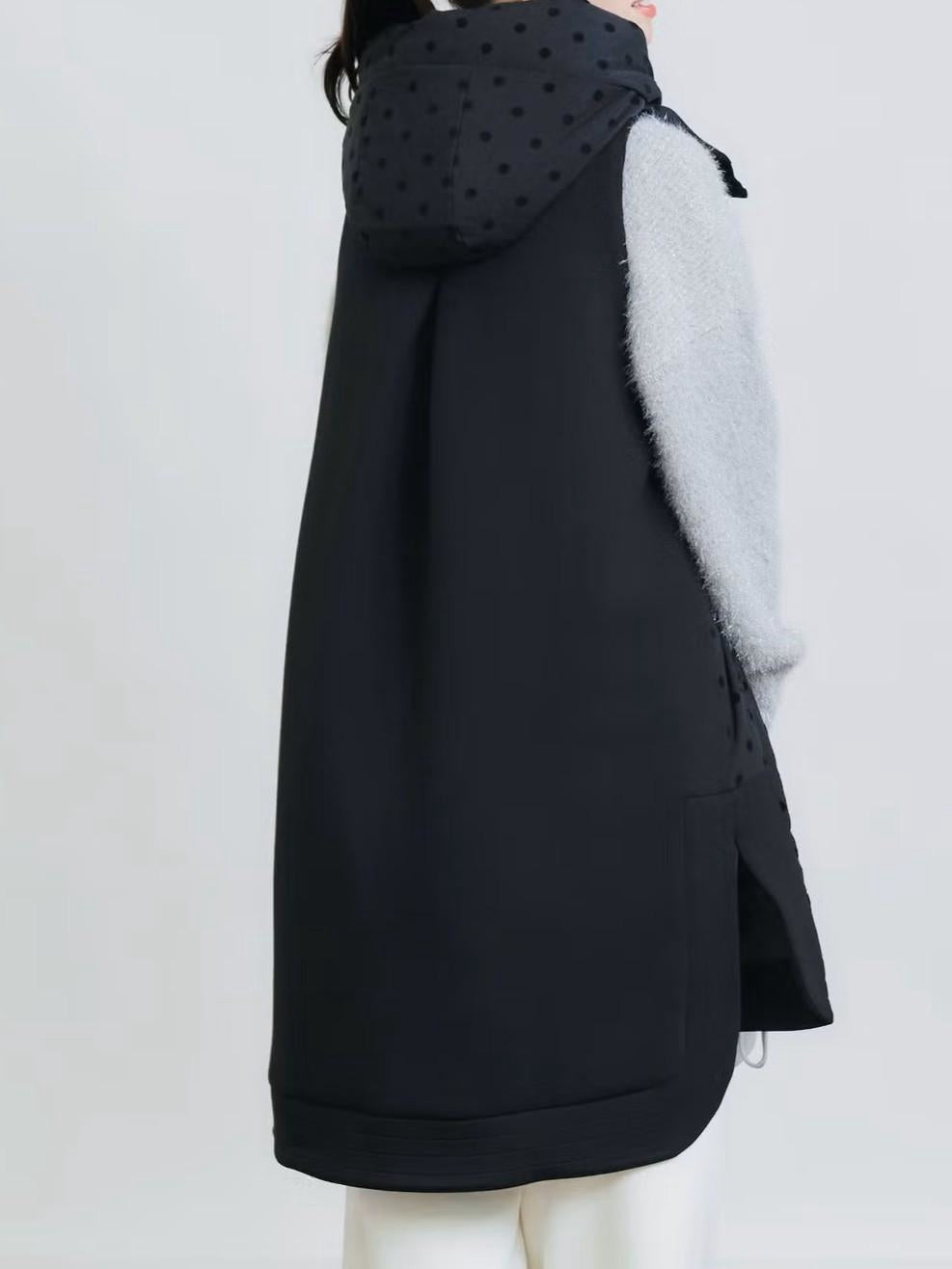 【PICCIN】ダンボール切替フロッキードットロングダウンベスト