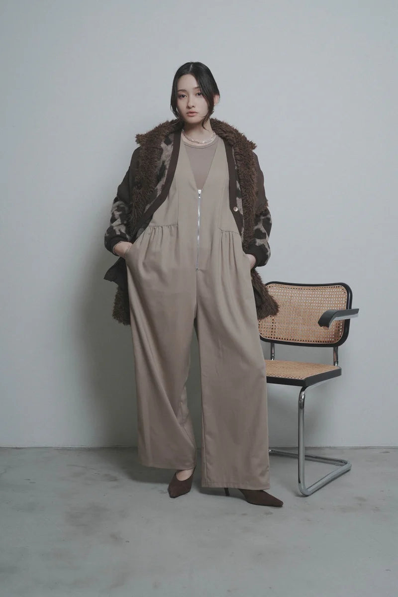 【予約商品】CYAN tokyo/シャギーコンビパッチギャザーサロペ