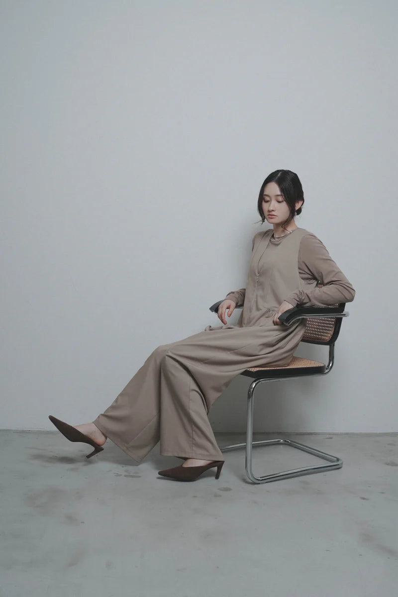 【予約商品】CYAN tokyo/シャギーコンビパッチギャザーサロペ