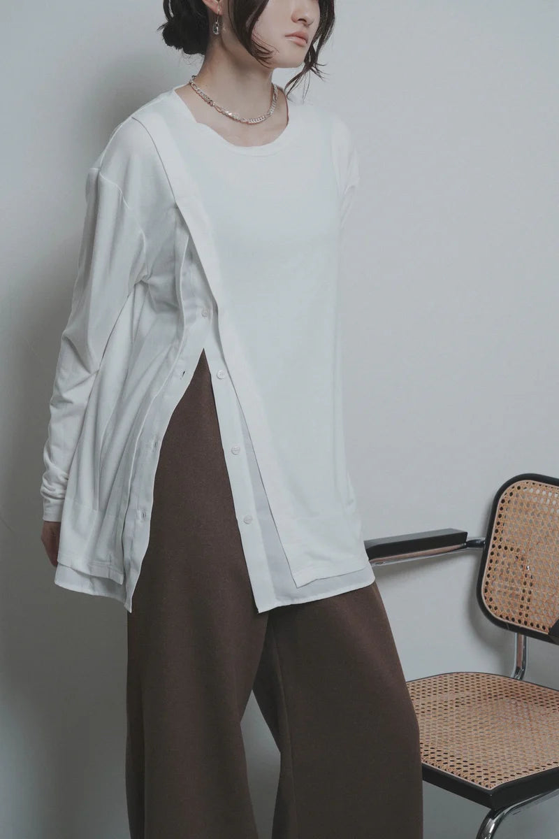 【予約商品】CYAN tokyo/シャツスリットウォームトップス