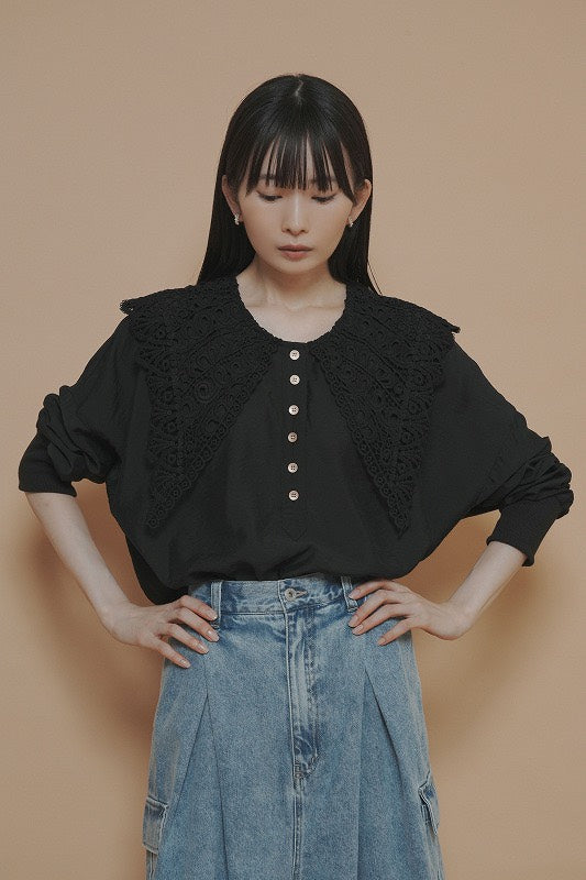 【予約商品】CYAN TOKYO レースカラーヘンリーブラウス