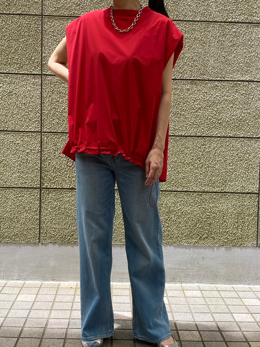 【botanical】ICE TOUCH 接触冷感(中手) ノースリーブ ドロストトップス