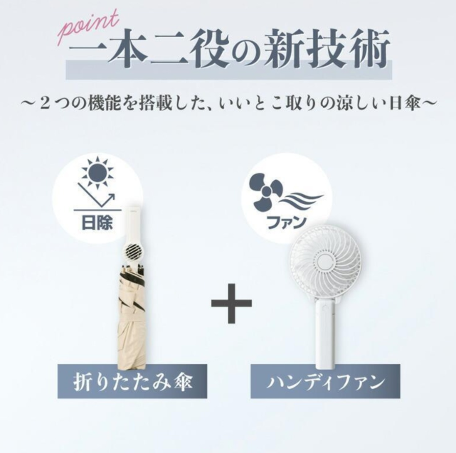 【ファンブレラ】ファンが入った涼しい日傘