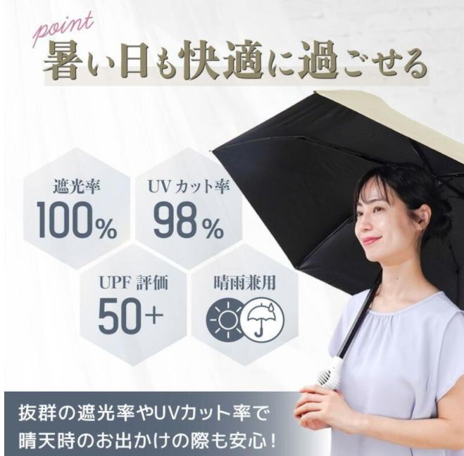 【ファンブレラ】ファンが入った涼しい日傘