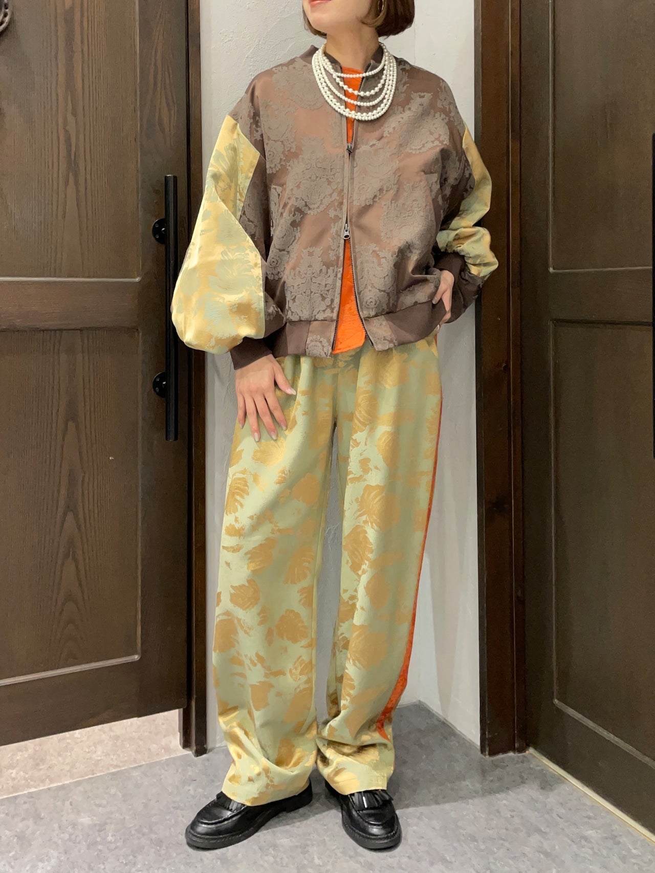 【THOMAS MAGPIE】サテンジャガードパンツ