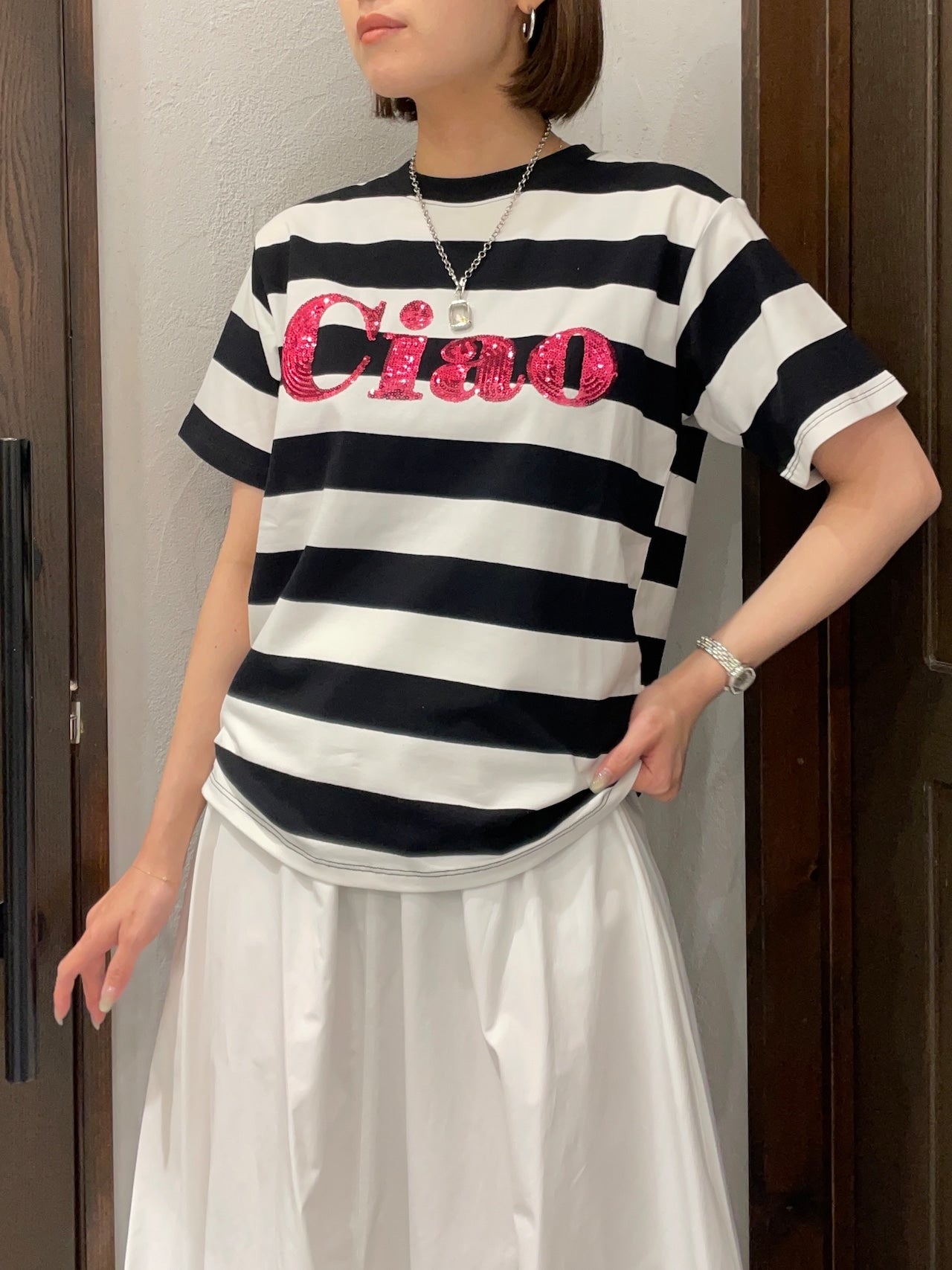 【MICALLE MICALLE】CIAOボーダーTシャツ