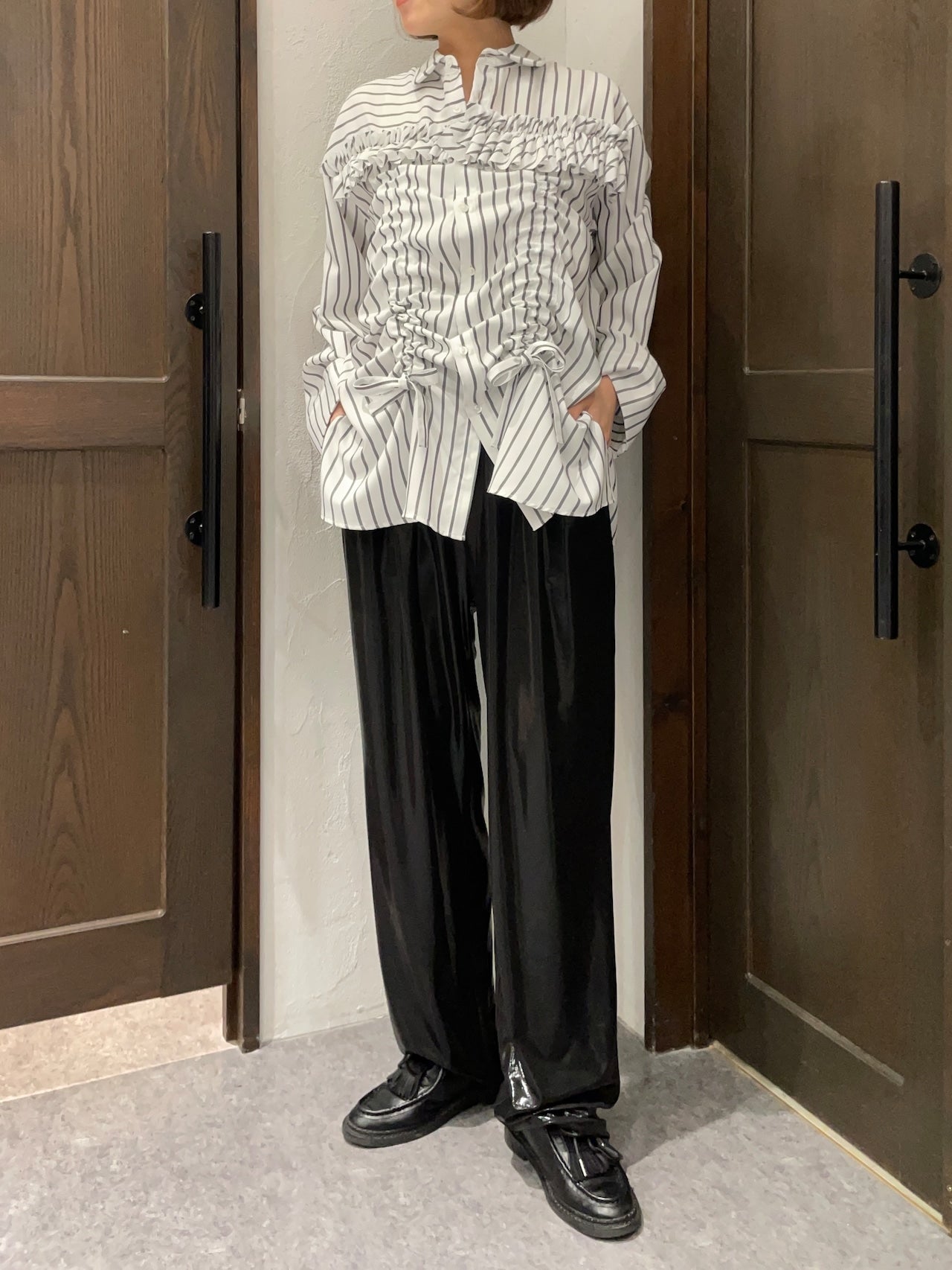 【THOMAS MAGPIE】ドローストリングシャツジャケット