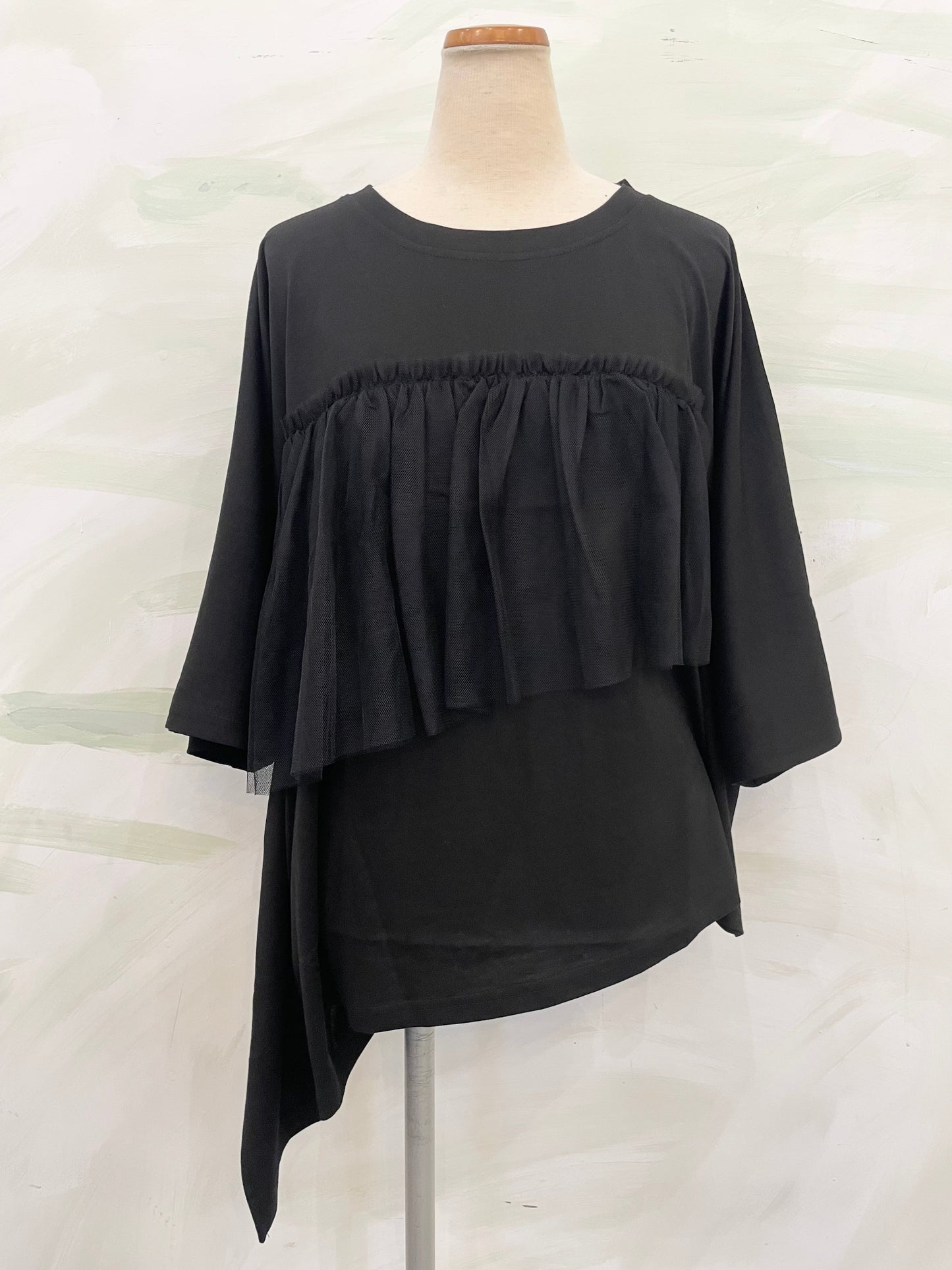 【botanical】チュールフリル切替　アシメカットトップス
